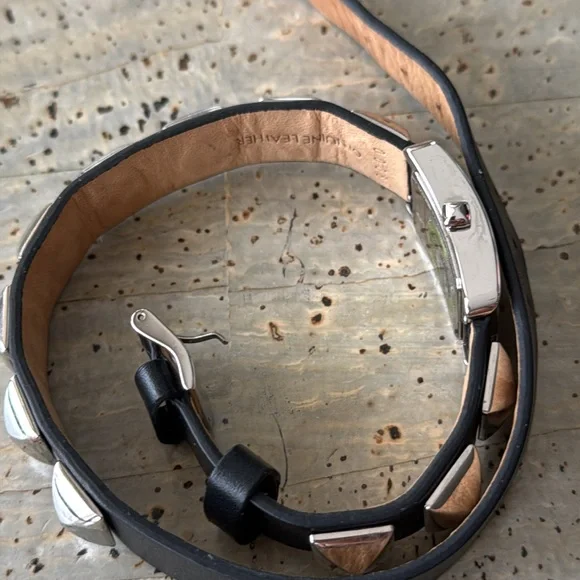 Rebecca Minkoff Stainless Steel Genuine Leather Studded Wrap Watch - Picture 5 of 5